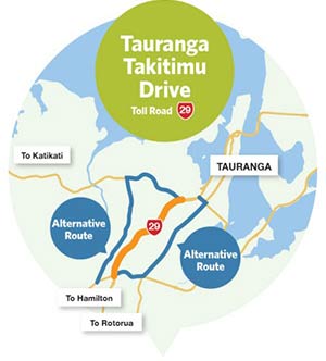 Takitimu Drive Mautstrasse in Tauranga