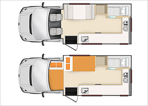 Tag und Nachtansicht 4 Bett Euro Apollo Wohnmobil