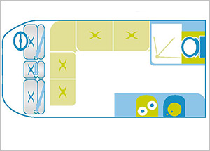 Lucky Rambler 3-Bett Wohnmobil Grundriss Tag