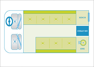 Innenaufbau Campervan Rookie 2 Bett Neuseeland